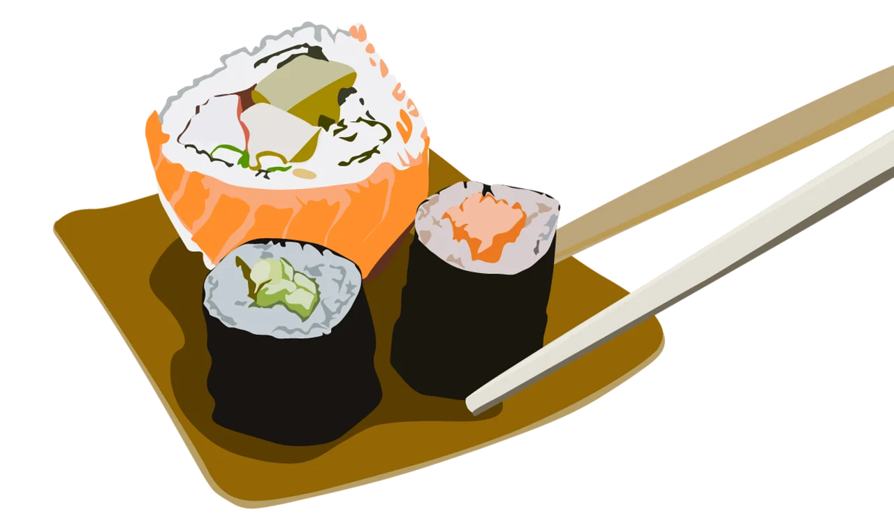 Delightful Sushi Rolls Clipart: Salmon and Nori Maki Artistic Illustration