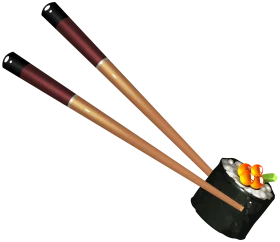 Elegant Japanese Chopsticks and Sushi Roll Clipart Illustration