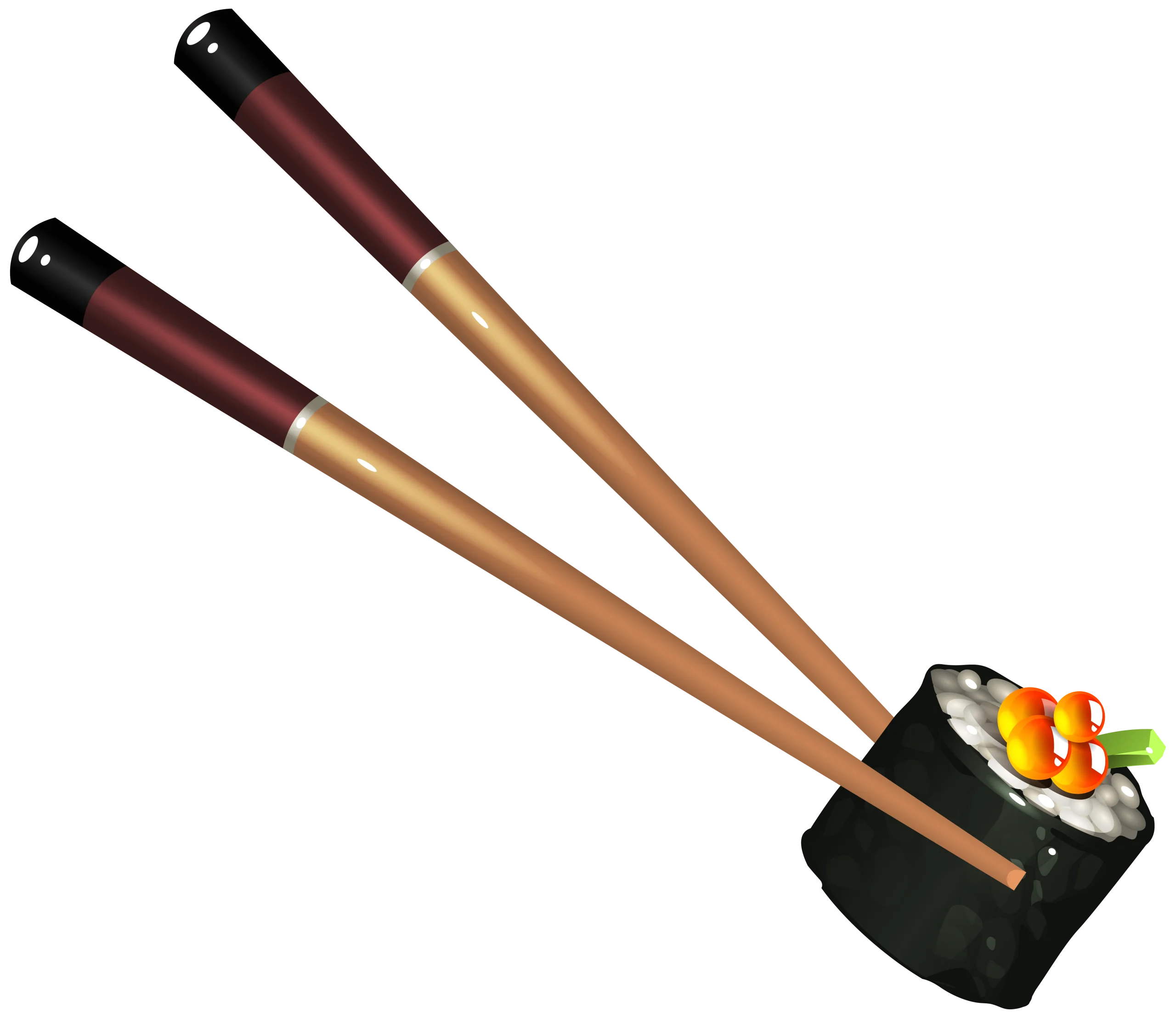 Elegant Japanese Chopsticks and Sushi Roll Clipart Illustration