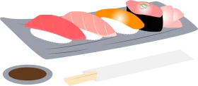 Elegant Minimalist Sushi Platter Clipart Illustration with Diverse Nigiri Styles