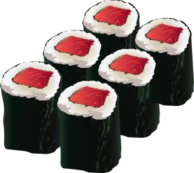 Elegant Minimalist Tuna Maki Sushi Roll Clipart Design with Pure Color Palette