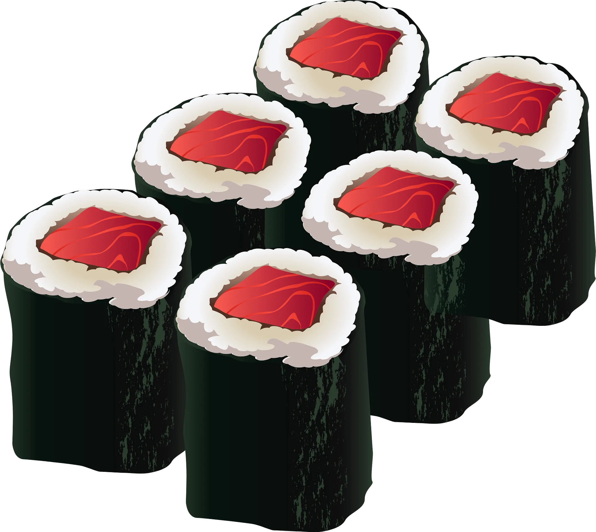 Elegant Minimalist Tuna Maki Sushi Roll Clipart Design with Pure Color Palette