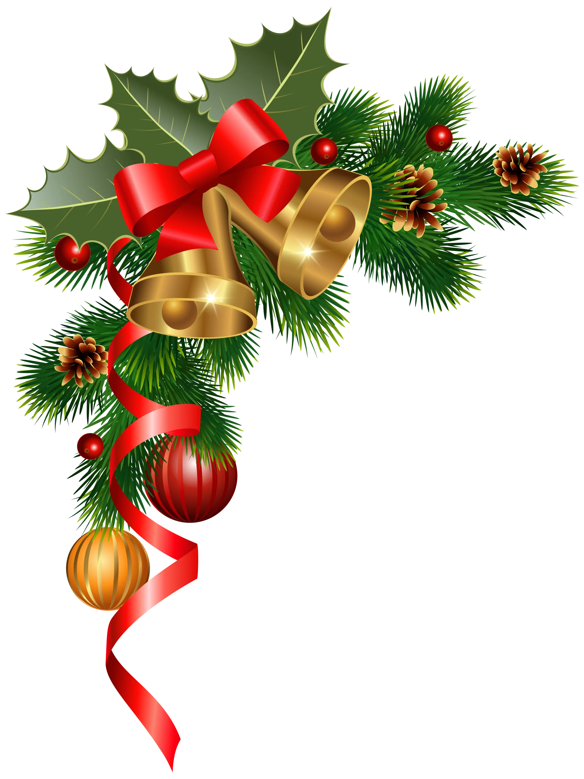 Enchanting Christmas Holly and Bells Festive Seasonal Clipart Design