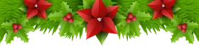 Festive Christmas Border Clipart with Poinsettias and Holly Leaves