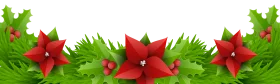 Festive Christmas Greenery Clipart Border with Poinsettia Flowers and Holly