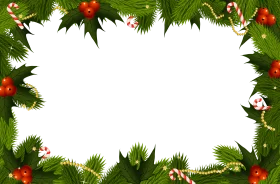 Festive Christmas Holly and Pine Border Clipart - Seasonal Holiday Frame Design