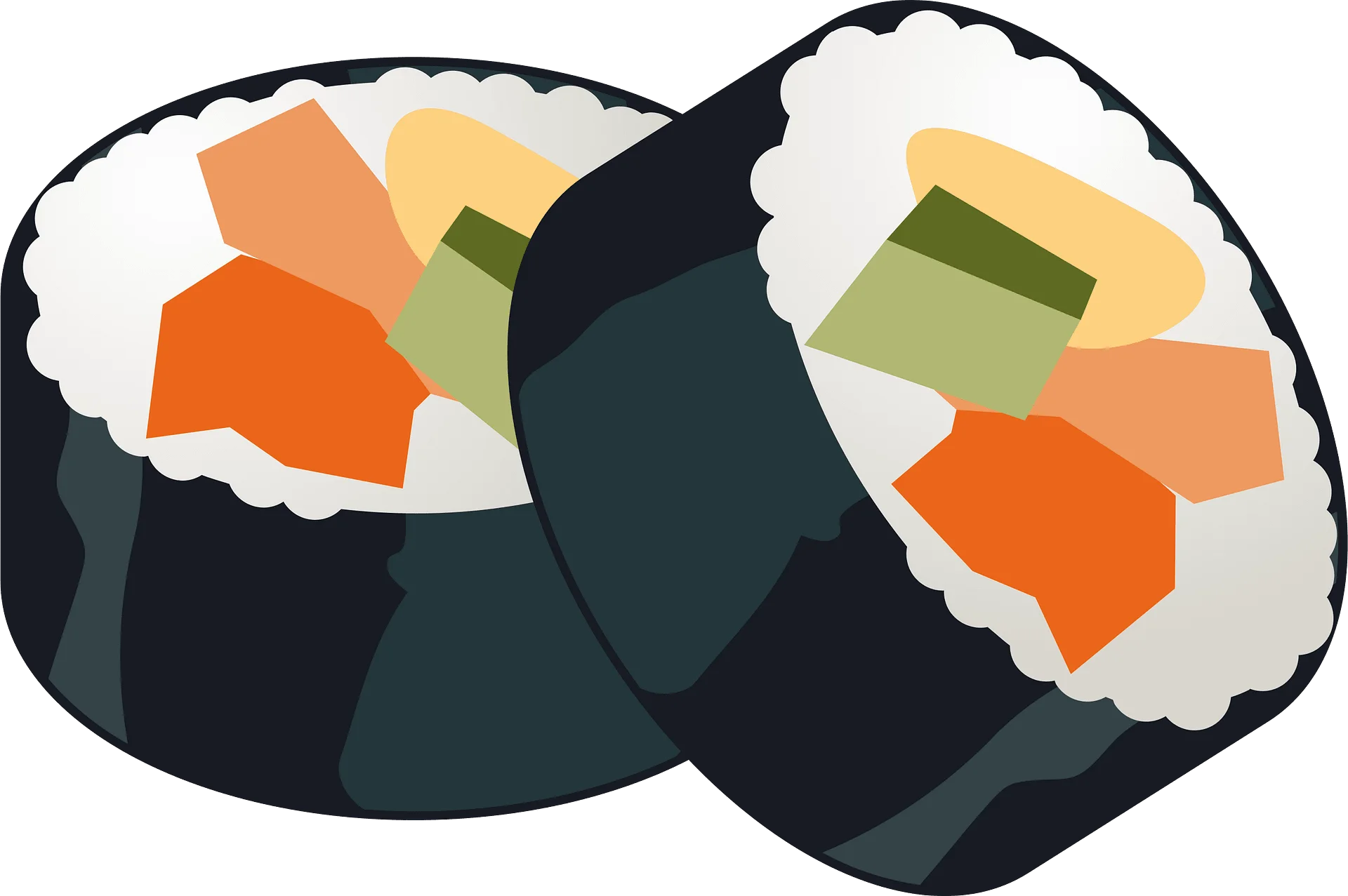 Fresh and Appetizing Sushi Rolls Clipart Illustration with Colorful Ingredients