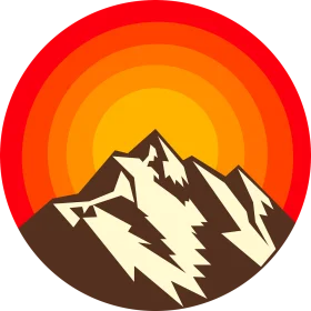 Majestic Mountain Peaks Silhouetted Against Radiant Sunset Clipart Design