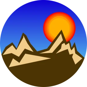 Majestic Mountain Silhouettes with Radiant Sunset Clipart Landscape Design