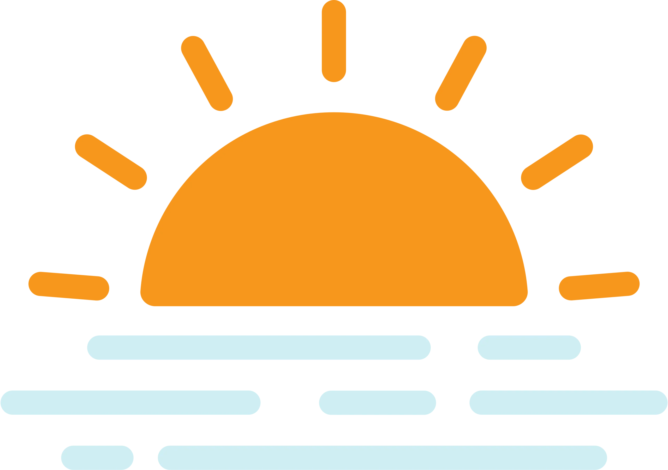 Minimalist Sunset Horizon Clipart with Warm Orange Sun and Soft Water Waves