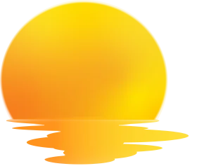 Radiant Golden Sunset Clipart Illustration with Smooth Horizon Reflection
