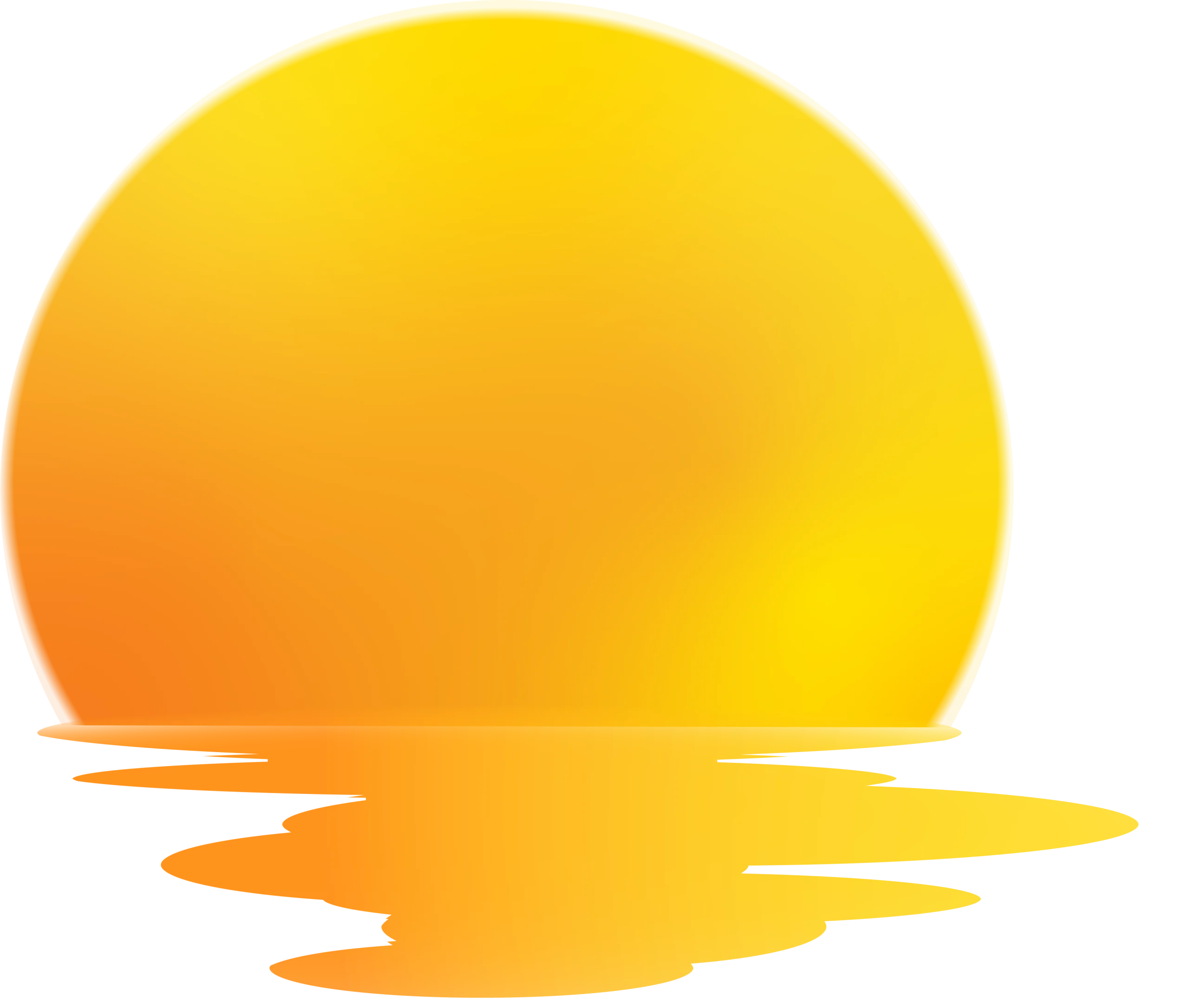 Radiant Golden Sunset Clipart Illustration with Smooth Horizon Reflection
