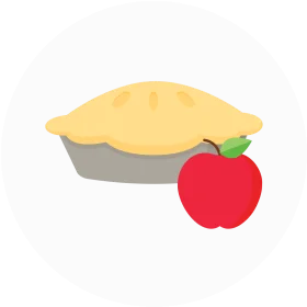 Rustic Homemade Apple Pie Clipart with Fresh Red Apple Illustration