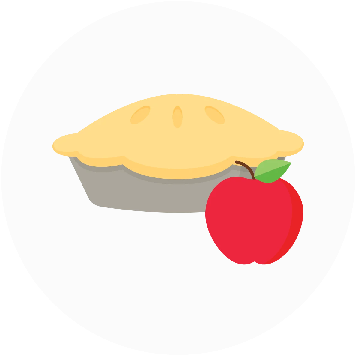 Rustic Homemade Apple Pie Clipart with Fresh Red Apple Illustration