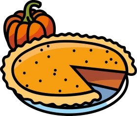 Seasonal Autumn Pumpkin Pie Clipart with Warm Golden Crust and Slice