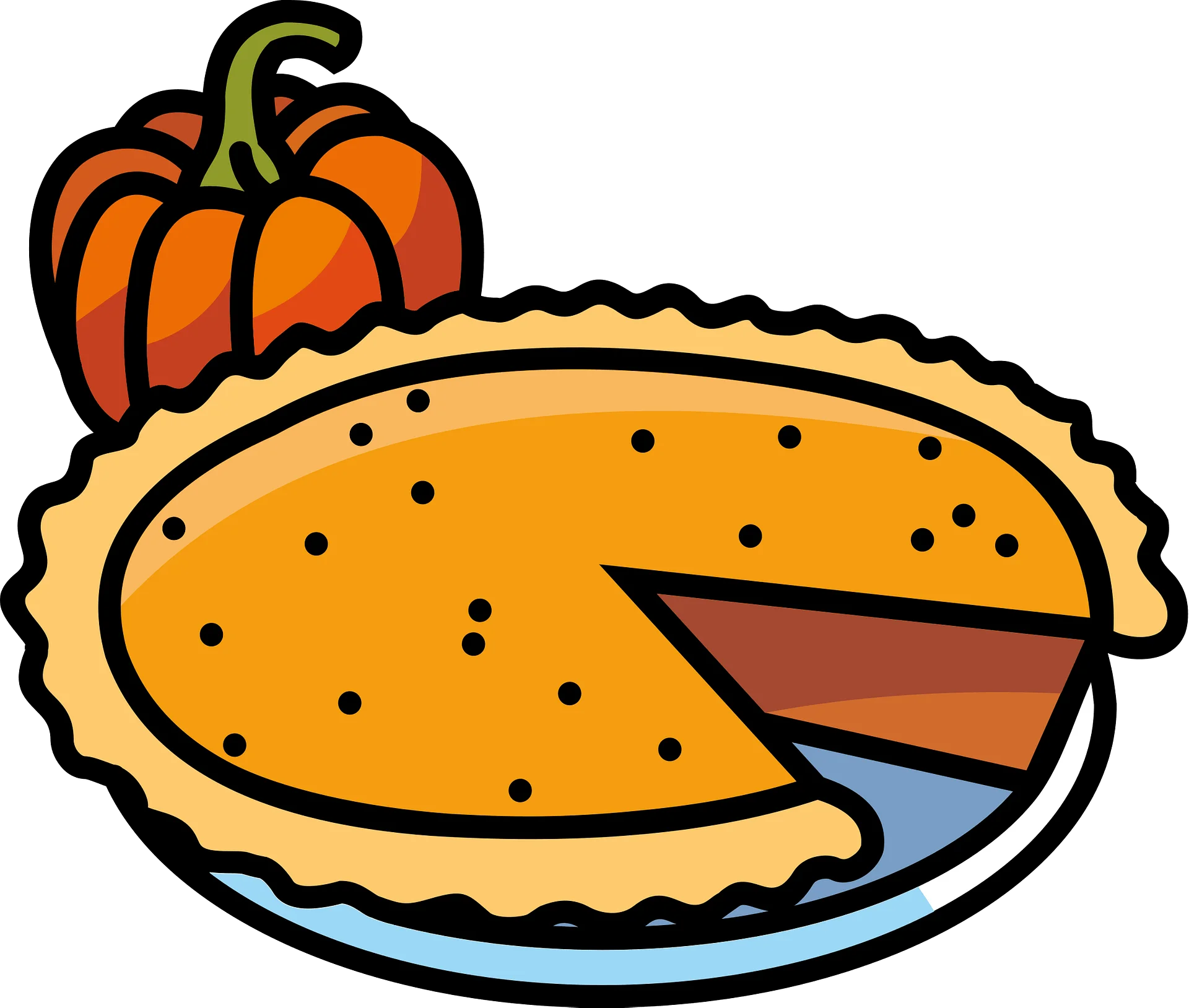 Seasonal Autumn Pumpkin Pie Clipart with Warm Golden Crust and Slice
