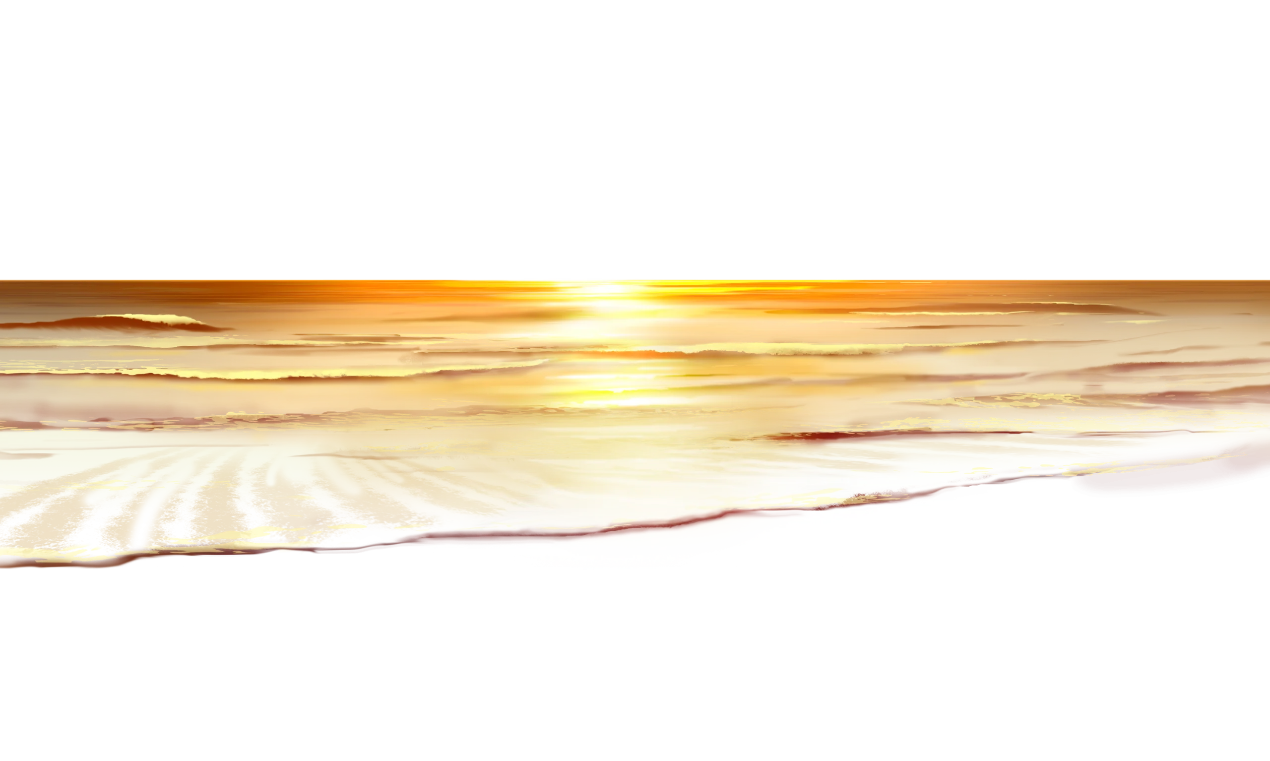 Serene Golden Horizon Sunset Clipart - Tranquil Ocean Landscape Illustration