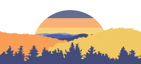 Serene Mountain Sunset Landscape Minimalist Flat Design Clipart Illustration