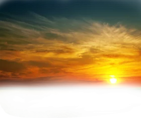 Serene Sunset Clipart: Warm Golden Rays Melting into Twilight Horizons