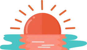 Serene Sunset Horizon: Minimalist Ocean Landscape Clipart Design