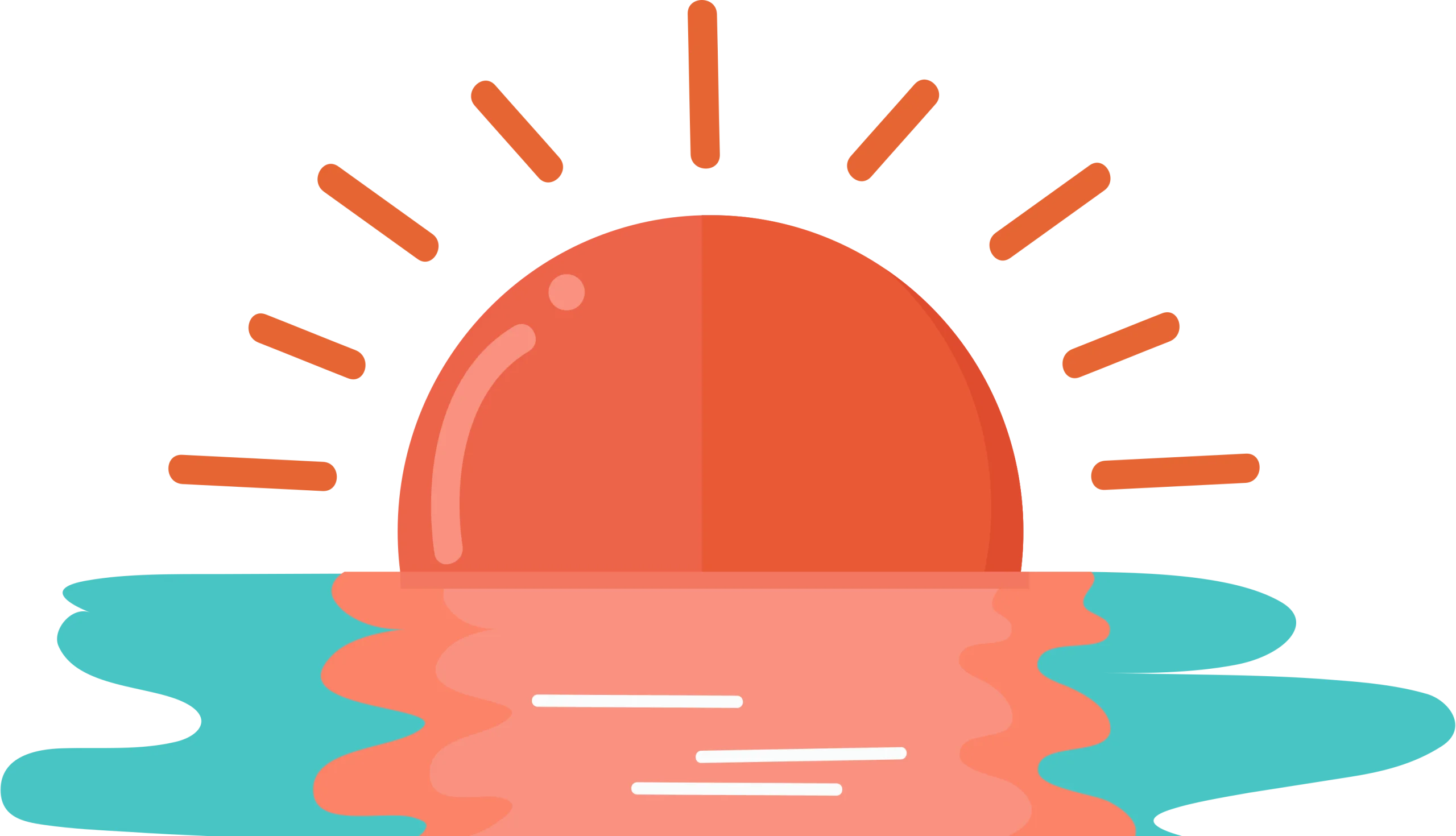 Serene Sunset Horizon: Minimalist Ocean Landscape Clipart Design
