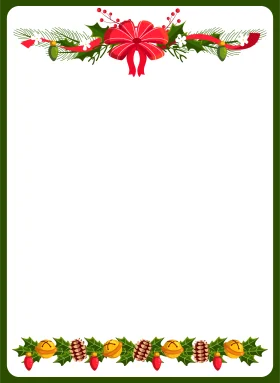 Elegant Christmas Festive Border Clipart with Poinsettia and Pinecone Decorations