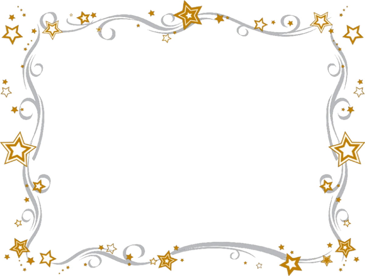 Elegant Silver and Gold Star Festive Christmas Clipart Border Design