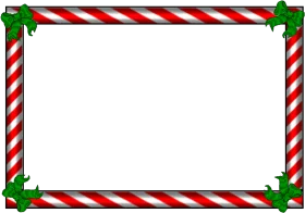 Festive Christmas Border Clipart with Candy Cane Stripes and Holly Leaves Design