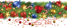 Festive Christmas Border Clipart with Ornaments, Baubles, and Sparkling Decorations