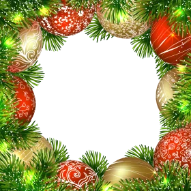 Festive Christmas Ornaments and Pine Branches Elegant Holiday Clipart Border Design