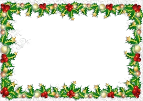 Festive Holly and Pine Christmas Border Clipart with Ornate Decorative Frame