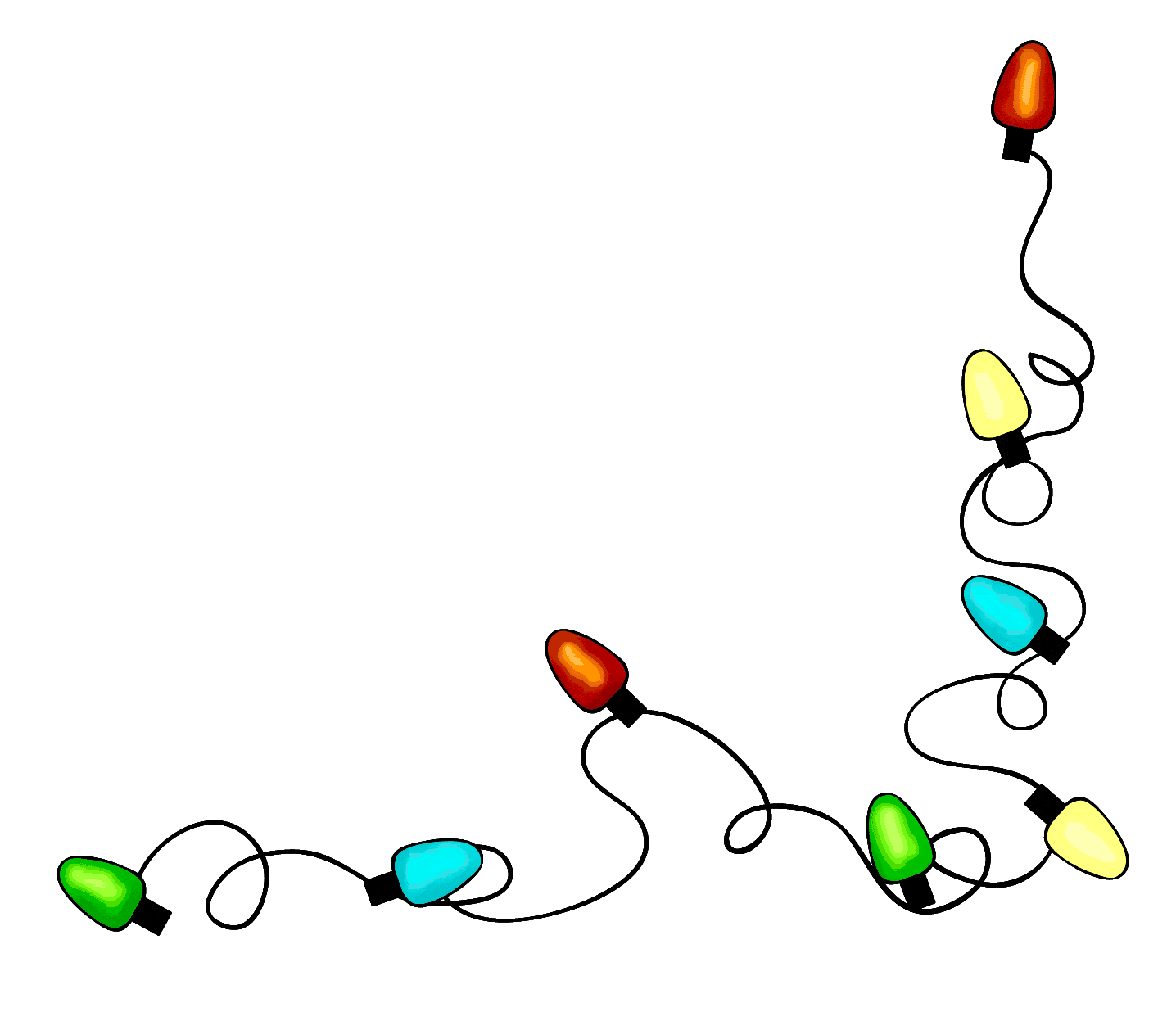 Whimsical Christmas String Lights Clipart with Playful Curvy Decorative Border