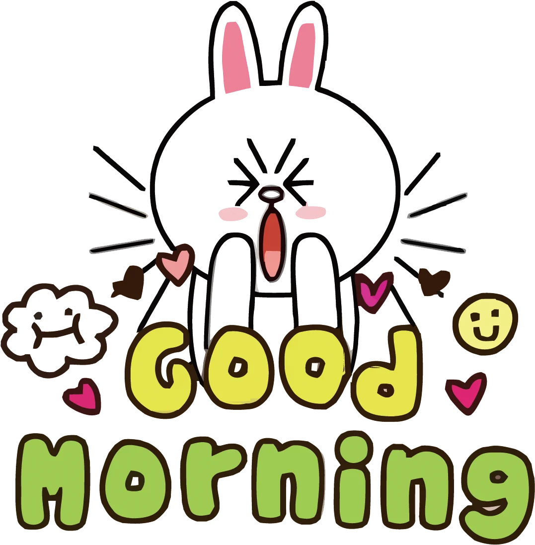 Adorable Cartoon Bunny Waving Good Morning Greeting Clipart Design