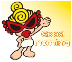 Cheerful Cartoon Character Greeting with Radiant Good Morning Clipart Design