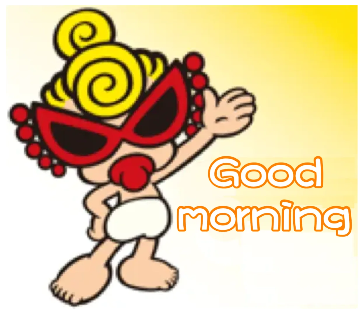 Cheerful Cartoon Character Greeting with Radiant Good Morning Clipart Design