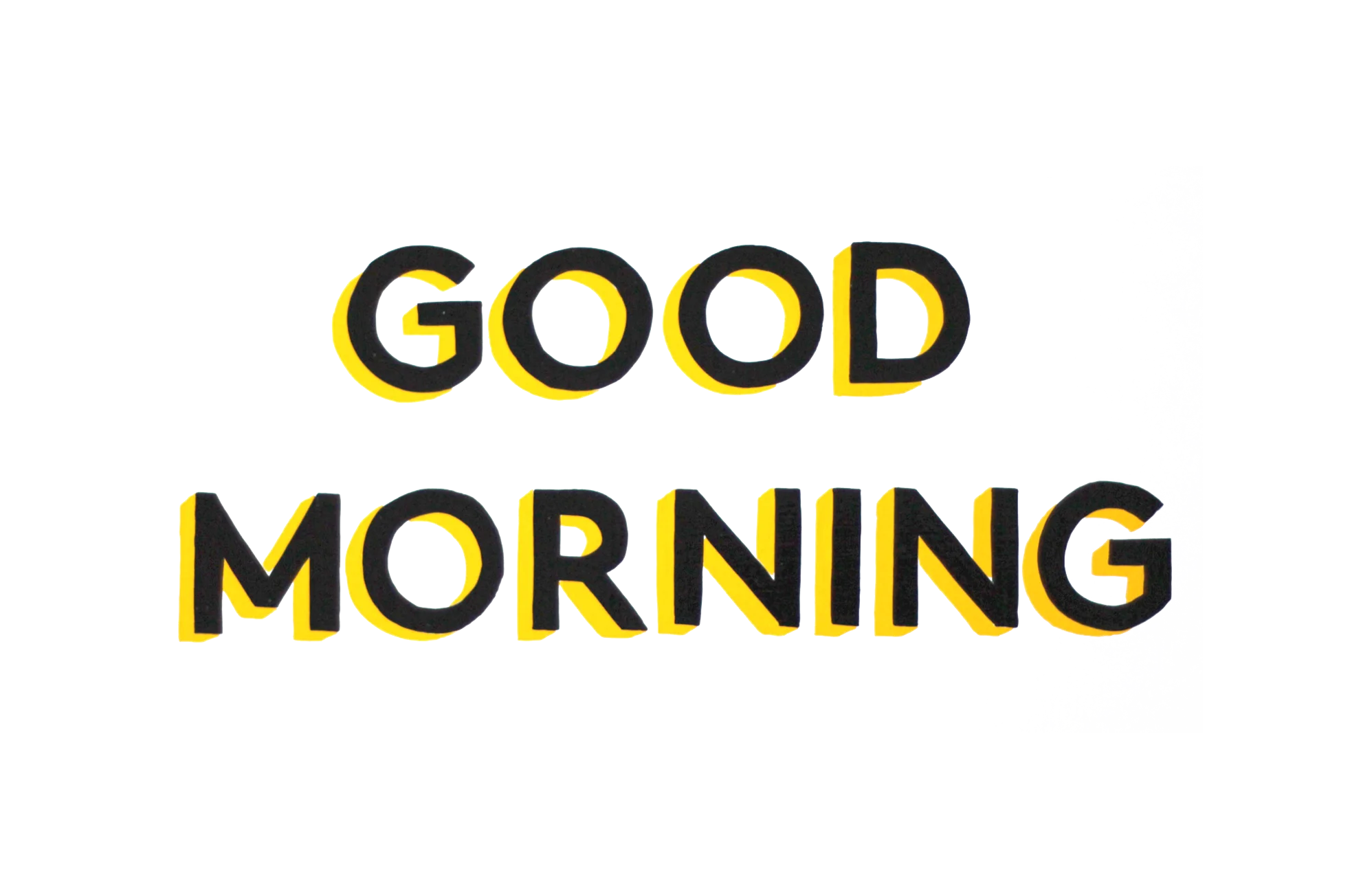 Cheerful Good Morning Clipart with Bold Yellow and Black Typography