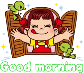 Cheerful Good Morning Clipart with Playful Birds and Smiling Child