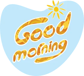 Cheerful Good Morning Clipart with Radiant Sunshine and Playful Typography