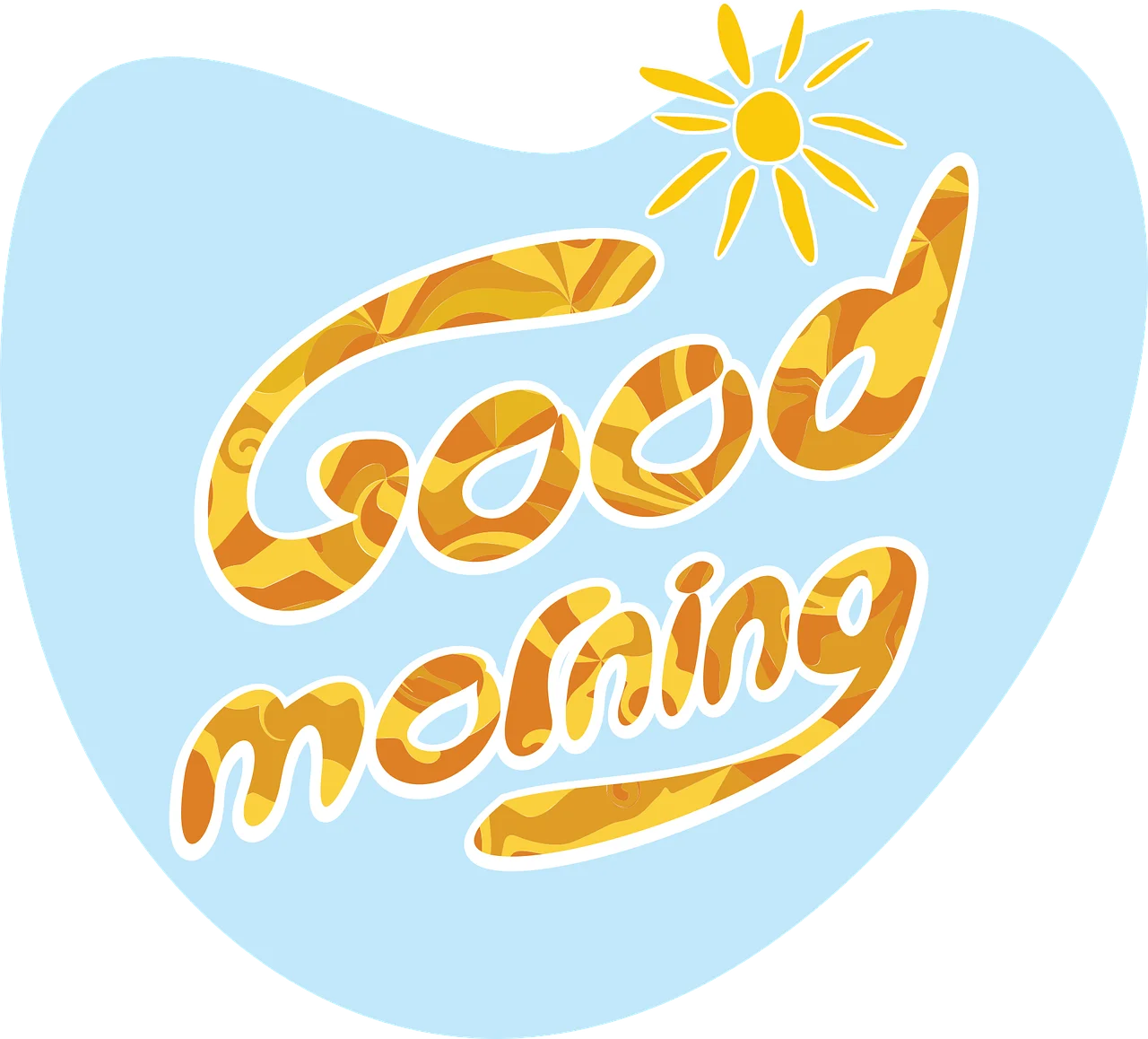 Cheerful Good Morning Clipart with Radiant Sunshine and Playful Typography