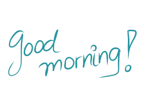 Cheerful Good Morning Handwritten Clipart in Teal Blue Calligraphic Style