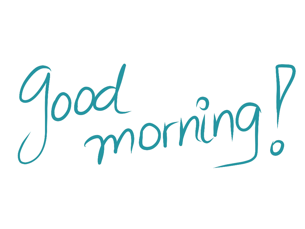 Cheerful Good Morning Handwritten Clipart in Teal Blue Calligraphic Style