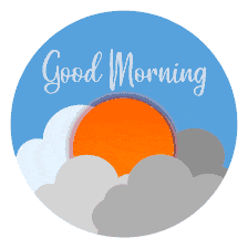 Cheerful Good Morning Sunrise Clipart with Soft Cloudy Landscape Design