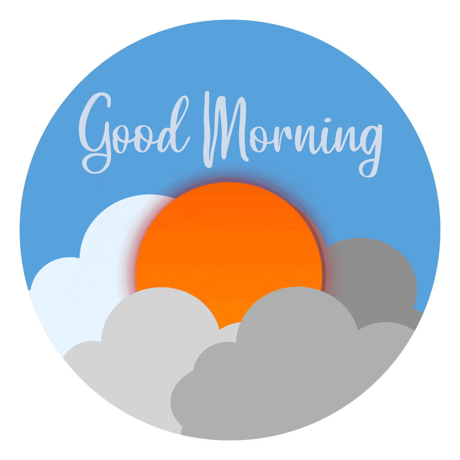 Cheerful Good Morning Sunrise Clipart with Soft Cloudy Landscape Design