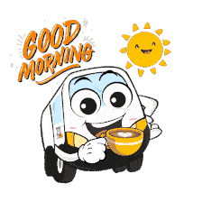 Cheerful Good Morning Sunshine Toast Clipart Illustration with Smiling Character