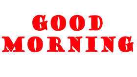 Cheerful Red Good Morning Clipart Design with Bold Typography