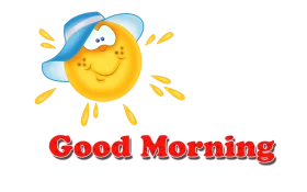 Cheerful Sunshine Good Morning Clipart with Playful Blue Cap