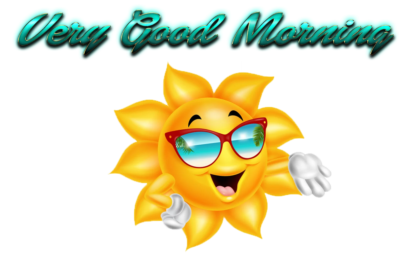 Cheerful Sunshine Good Morning Clipart with Stylish Sunglasses and Greeting