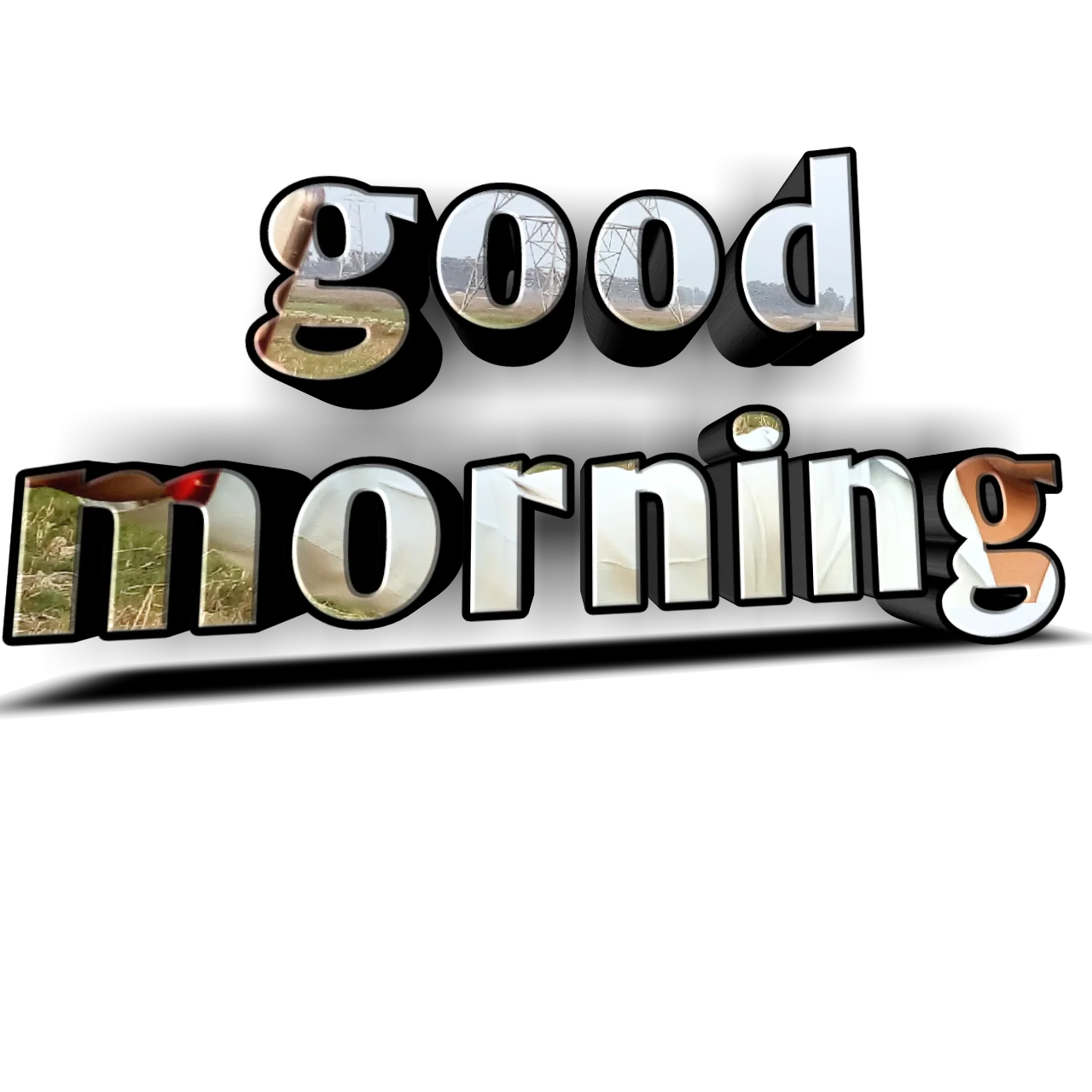 Good Morning Elegant 3D Typography Clipart Design with Textured Lettering