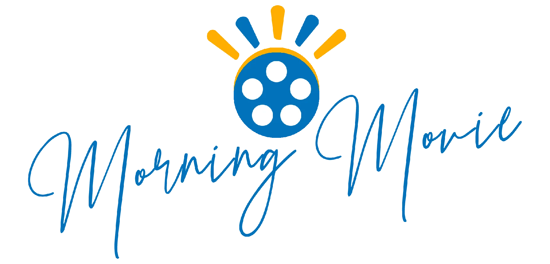 Radiant Blue and Gold Morning Movie Reel Clipart Logo Design