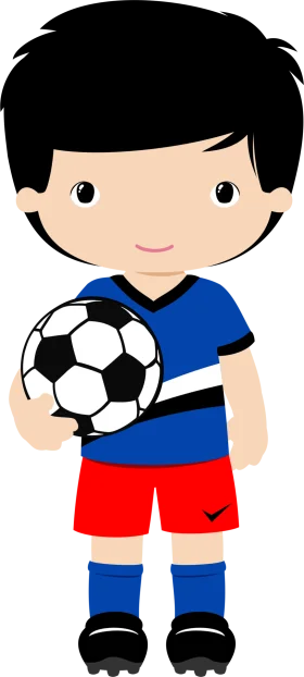 Adorable Young Soccer Player Clipart with Classic Black and Blue Uniform